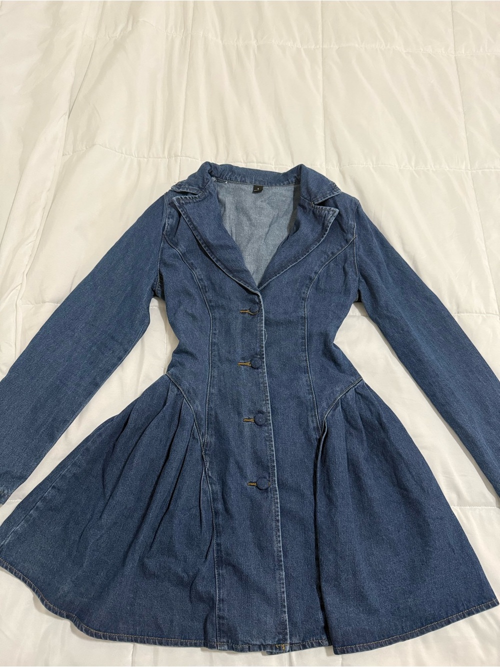 Blue Denim Fit-and-Flare Button Front Dress - Picture 4 of 4